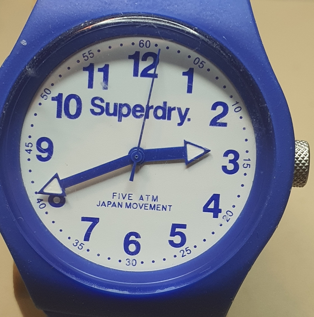 10/$20 Authentic Superdry Japan Blue/White Silicone Urban Collection Men's Watch